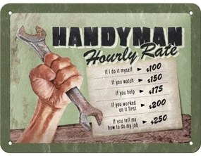 Placă metalică Handyman - Hourly rate, (20 x 15 cm)