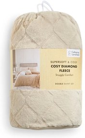 Lenjerie de pat bej din micropluș/cocolino pentru pat dublu, extinsă 230x220 cm Cosy Diamond – Catherine Lansfield