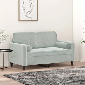vidaXL Perne decorative, 2 buc., gri deschis, Ø15x50 cm, catifea