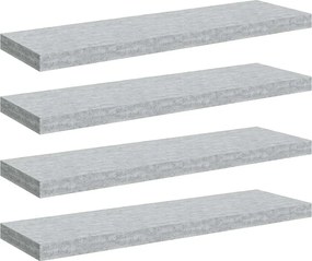 vidaXL Rafturi de perete suspendate,4 buc,gri beton,80x23,5x3,8 cm,MDF