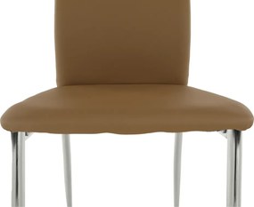 Scaun dining, piele ecologică bej/crom, ERVINA
