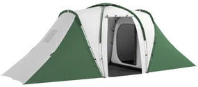 Outsunny Cort de Camping pentru 4-6 Persoane cu 2 Camere, 2 Uși și Geantă de Transport, 555x225x190 cm, Verde | Aosom Romania