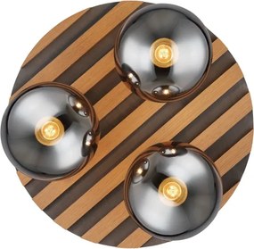 Globo 54343-3 - Plafonieră PARSONS 3xE27/40W/230V Ø 39 cm maro/fumuriu