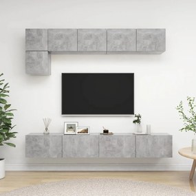 Set dulapuri TV, 5 piese, gri beton, PAL 1, Gri beton, 100 x 30 x 30 cm