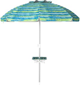 Outsunny Umbrelă de plajă înclinabilă rotundă Ø 190 cm - masă cu suport pentru pahare - sac de transport inclus, protecție UV50+ | Aosom Romania