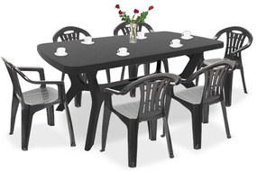 Set mobilier de grădină Balorca 6+1 în culoarea grafit