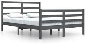 3105008 vidaXL Cadru de pat, gri, 140x200 cm, lemn masiv de pin