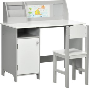 HOMCOM Set Masă și Scaune pentru Copii 5-8 Ani cu Spațiu de Depozitare, Tablă și Scaun, 90x45x85 cm, Roz | Aosom Romania