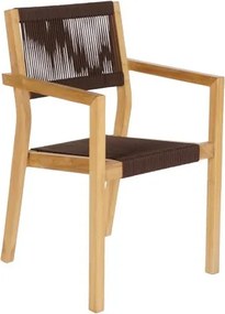 Set dining exterior din lemn de tec și frânghie, masă și 4 scaune, 5 piese, finisaj natural, „Terrawood”