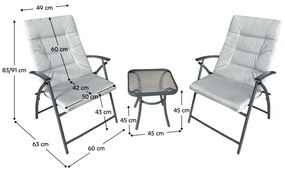 Set de grădină 1+2, gri/gri închis, MUSON