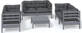 vidaXL Set mobilier grădină cu perne, 7 piese, lemn masiv de pin