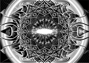 Tablou pe sticlă cu ornamente alb negre (70x50 cm)