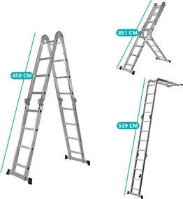 Scară pliabilă din aluminiu 6 în 1