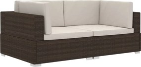 vidaXL Scaune de colț modulare cu perne, 2 buc., maro, poliratan