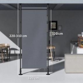 Outsunny Stor manual retractabil pe picior lungime reglabilă manivelă instalare fără găurire metal aluminiu poliester gri închis | Aosom Romania