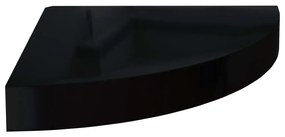 323889 vidaXL Raft colțar de perete, negru extralucios, 25 x 25 x 3,8 cm, MDF