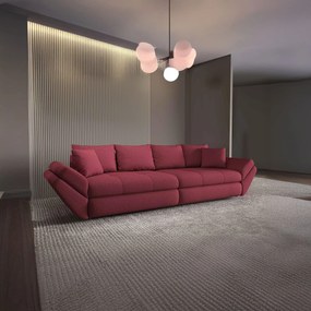 Canapea extensibilă dumonde cu ladă de depozitare si sezut confortabil din spuma high-density, Loana Enjoy Rosu 300x100 cm