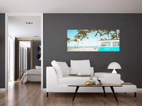 Tablou - Vintage, furgonetă, plajă (120x50 cm)