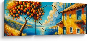 Tablou - Casă cu portocale II. (cu ceas) (90x30 cm)