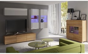 Mobilier living Calabria C6 (Alb + Stejar auriu) (fără iluminat). 1051610