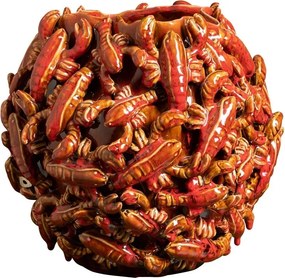 Vas decorativ din ceramica cu motive marine in relief "Lobster Reef"
