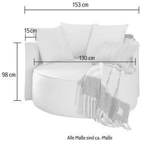 Fotoliu rotund, diametru de 153 cm, culoare gri, material boucle fin