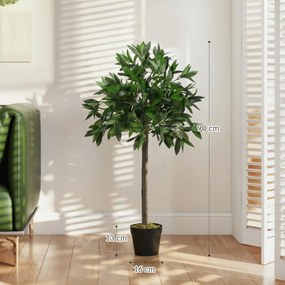 Outsunny Set de 2 Arbori de Dafin în Ghiveci, Plante Artificiale din Plastic pentru Interior și Exterior, Ø16x90A cm, Verde  | Aosom Romania