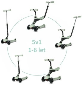 QPlay - Trotinetă pentru copii SEMA PRO 5-în-1 cu roți iluminate LED, verde