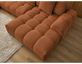 Colțar teracotă extensibil/cu spațiu de depozitare cu tapițerie din chenille (cu colț pe partea stângă/în formă de "U") Everest – Bobochic Paris