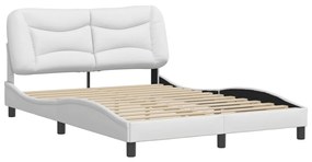 3207996 vidaXL Cadru de pat cu tăblie, alb, 140x190 cm, piele ecologică