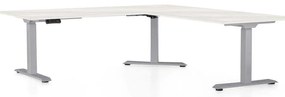 Masă înălțime reglabilă OfficeTech Angle, 180 x 200 cm, picioare gri, frasin alb