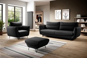 Set canapea extensibila, fotoliu si taburet, Silva S01, Eltap (Culoare: Negru pepit / Marte 10)