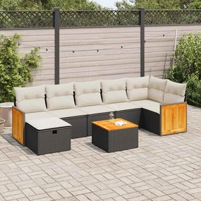 3326046 vidaXL Set mobilier de grădină cu perne, 8 piese, negru, poliratan