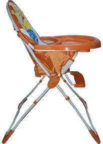 Scaun de masa pentru copii si bebe Baby Care™ ,pliabil, centura de siguranta, sezut comfortabil, masuta detasabila, Portocaliu