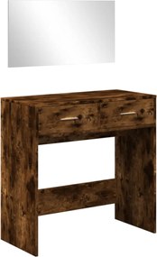 vidaXL Masă de toaletă cu oglindă, stejar fumuriu, 80x39x80 cm