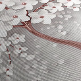 Tablou - Imaginea copacului alb cu flori albe, rosegold (90x60 cm)