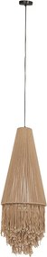 Lustră suspendată din bumbac și metal, natur, cu franjuri, finisaj natural, 100 x 36 cm, „Bonneval”