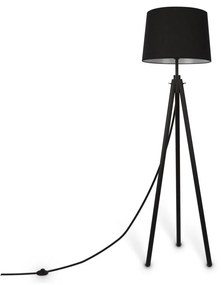 Lampadar, Lampa de podea cu trepied din lemn Calvin negru