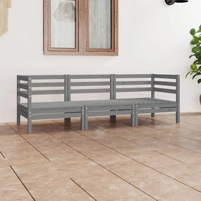 3082464 vidaXL Set mobilier de grădină, 3 piese, gri, lemn masiv de pin