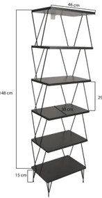 Bibliotecă BALABAN 165x48 cm antracit/neagră