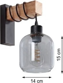 Brilagi - Aplica de perete WOOD GLASS 1xE27/60W/230V pin/negru/gri fumuriu