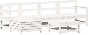 vidaXL Set canapea de grădină, 6 piese, alb, lemn masiv pin