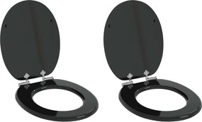 vidaXL Capac de toaletă cu închidere lentă 2 pcs Negru 44 x 38 cm