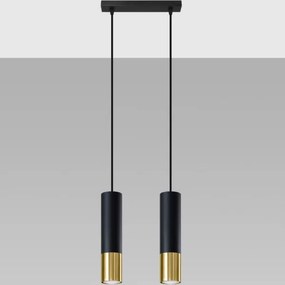 Lustră pe cablu LOOPEZ 2xGU10/40W/230V neagră/aurie Sollux SL.0953