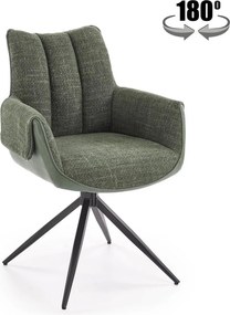 Scaun K579, verde olive/negru, stofa clasica/piele ecologica/otel, 65x