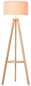 HOMCOM Lampa de Podea din Lemn cu Intrerupator de Pedala, Design Modern, pentru Living sau Dormitor, 154cm Inaltime | Aosom Romania