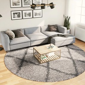 vidaXL Covor pufos &quot;PAMPLONA&quot; cu fire înalte, bej/antracit, Ø 280 cm