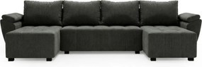 Coltar extensibil in forma de U LIVARO 305x140 cm, gri inchis