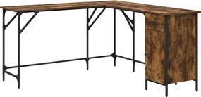 vidaXL Birou, stejar afumat, 141x141x75 cm, lemn prelucrat