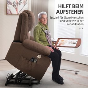 HOMCOM Scaun Electric Rabatabil cu 8 Puncte de Masaj și Suport pentru Picioare, Fotoliu Modern din Țesătură, 87x92x105 cm, Cafea | Aosom Romania